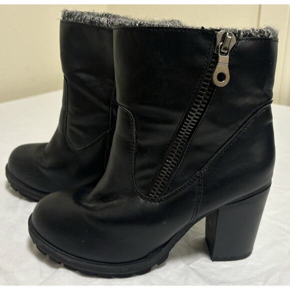 Charlotte Russe Women’s Size 8 Booties Black Ankle Block Heels Platform Classic - Picture 3 of 11